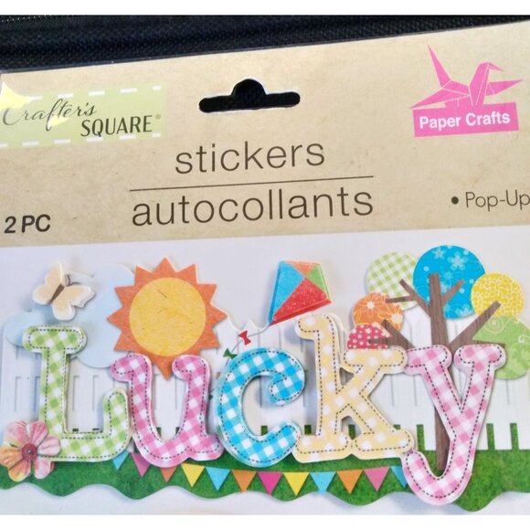 Crafters Square Lucky Happy Stickers 3 D Rainbow junk Journal Scrapbook - Picture 2 of 5